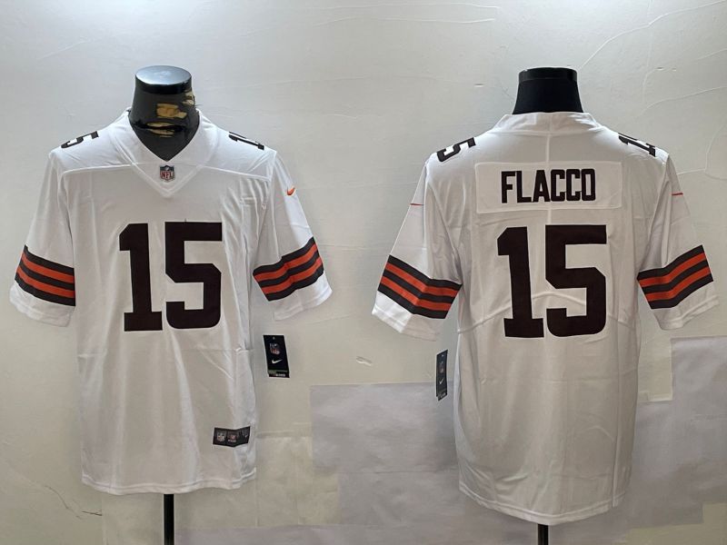 Men Cleveland Browns #15 Flacco White Second generation 2024 Nike Limited NFL Jersey style 1->cleveland browns->NFL Jersey
